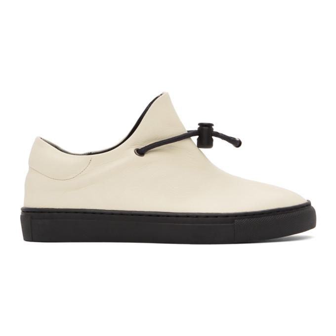 Ys Off-White Leather Slip-On Sneakers
