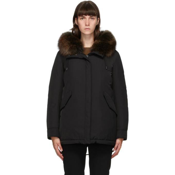 Yves Salomon - Army Black Down Hooded Coat