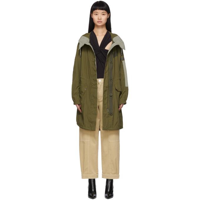 Yves Salomon - Army Green Arm Patch Parka