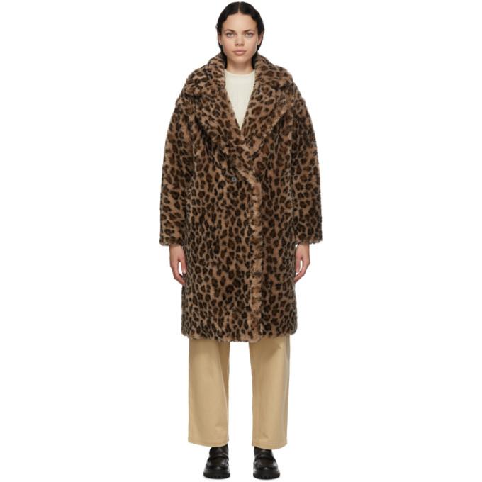 Yves Salomon - Meteo Brown and Beige Wool Leopard Coat