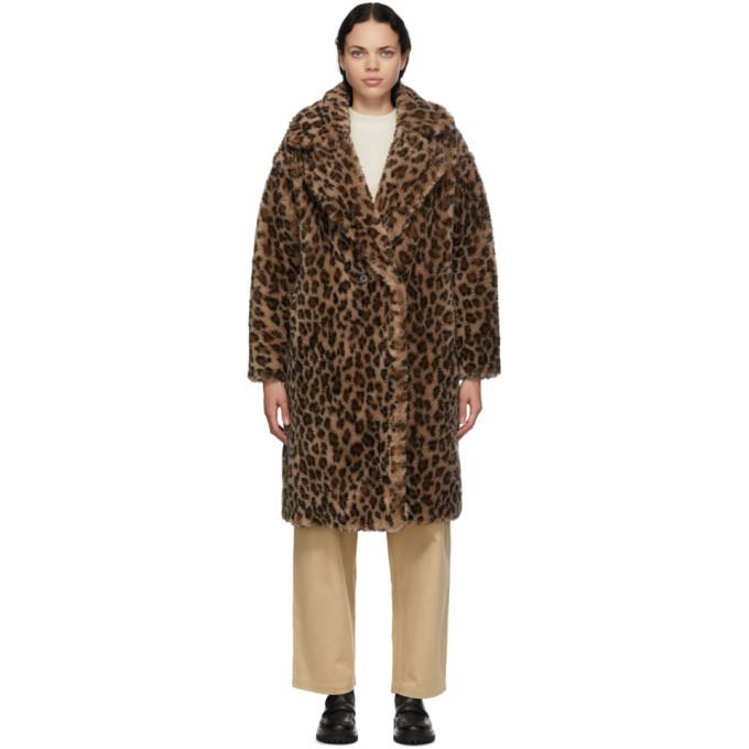 Yves Salomon - Meteo Brown and Beige Wool Leopard Coat