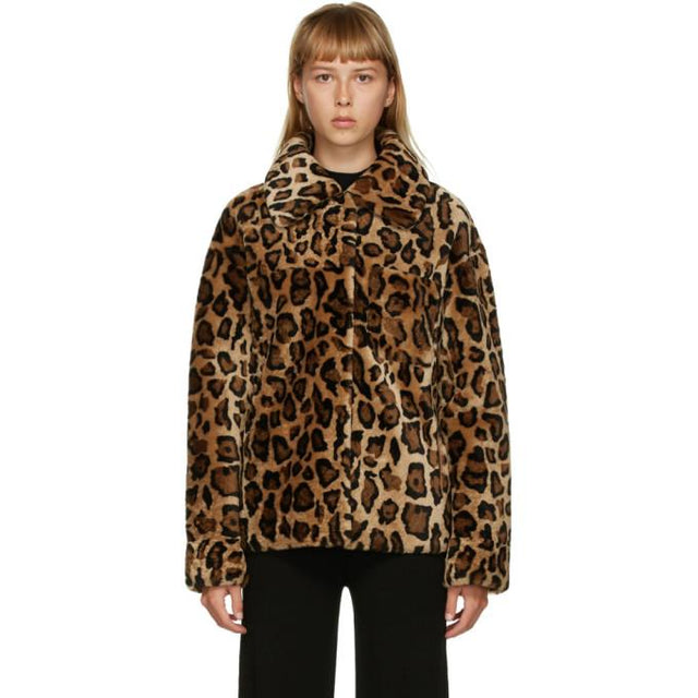 Yves Salomon - Meteo Brown Leopard Shearling Jacket