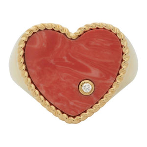 Yvonne Leon Gold and Pink Coeur Signet Ring