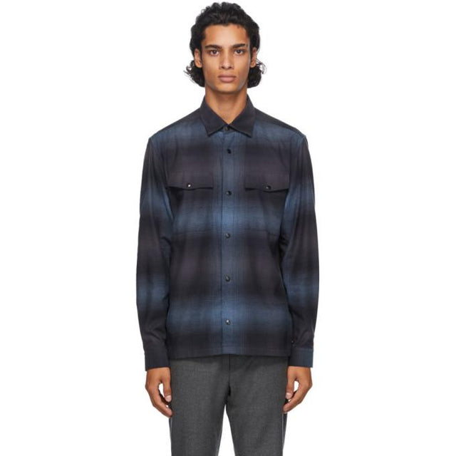 Z Zegna Blue Check Overshirt